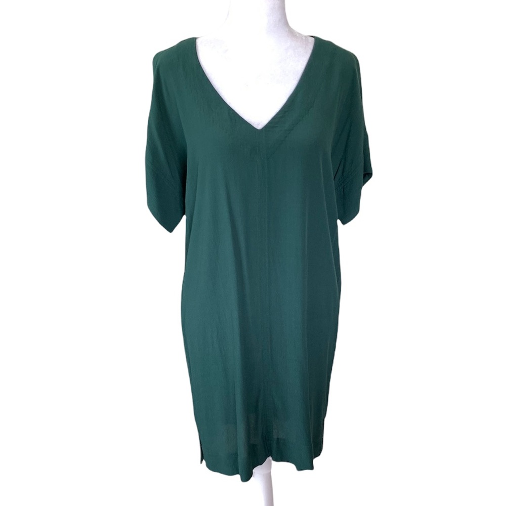 Madewell Green V-Neck Shift Dress